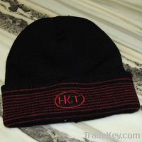 Sell Men's Knitted Winter Embroidered Plain Hem Hat Beanie