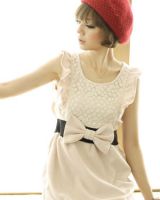 Sell 1294# Lotus leaf sleeveless dress(Pink)