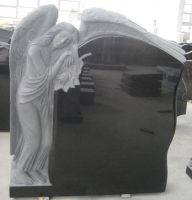 Sell black headstone with carving