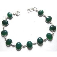 Sterling Silver Green Onyx Bracelet Semiprecious Bracelet