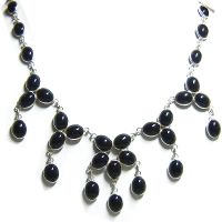 STERLING SILVER   Black Onyx NECKLACE SEMIPRECIOUS  NECKLACE