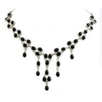 Sterling silver  Black Onyx, Necklace Semiprecious Necklace