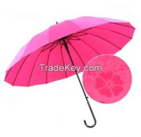 23"x16K Auto Pongee Water Printing Umbrella, Color Changing Umbrella