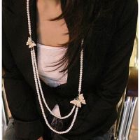 Sell Pearl chain double butterflys necklace