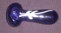 Cobalt Pipe with White Flower Design