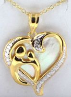 Gold Finish w Sterling Silver MotherKid  Pendant w/ Mother of pearl