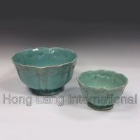 HL4151-Ceramic embossed azure stripe bowls/tableware/dinnerware
