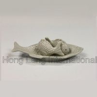 HL4160-Ceramic white fish salt and pepper with fish tray/ kitchenware