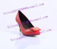 Tory burch red sheepskin mid-heels women\'s shoes