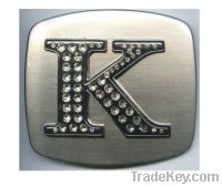 Sell rectangular custom alphabet belt buckle with rhinestone
