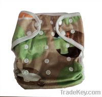 Sell baby cloth diapers minky printed cover washable double snaps