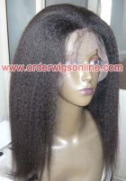 Sell human hair  lace front wigs 16inch kinky straight 1b#color