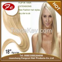 Sell blond remy flip in indian remy human hair extension wholesale