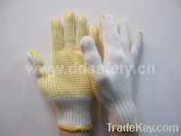 Sell Knitted with yellow PVC glove-DKP114