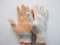 Sell  Knitted with orange PVC glove-DKP101