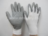 Sell White nylon with Grey PU glove-DPU108