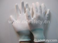 Sell White nylon with white PU glove-DPU109