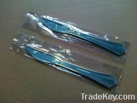 disposable sealed silver plastic knife