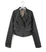 Sell Black short winter leather jacket