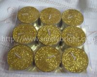 gold glitter tealight candle