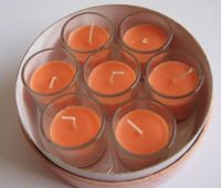 orange glass candle set