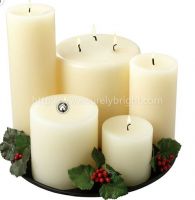 white dinner pillar candles
