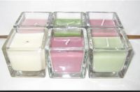 small square glass candle