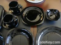 Black opal glass/black dinnerware
