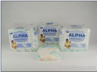 HOT SELL ALPHA BABY DIAPER WITH SUPER SOFT SURFACE AND NON-WOVEN, ETC.