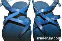 Blue Triple Leather Sandals