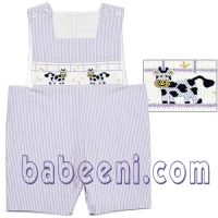 hand-embroidered romper, hand-smocked boy clothing