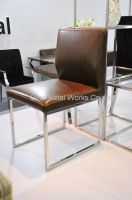 Sell High Quality Leather Side Chair with Polished Stainless Steel
