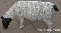 Beaded life size sheep sculpture