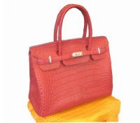 Ladies Genuine Crocodile Leather Handbag in Red Crocodile Skin