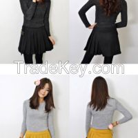 Women's Short Skirt decoration on side Winter pleated skirt