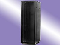 ID6647 Standing Network Cabinet with Tempered Glass Locking Doors