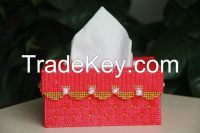 new arrive fashion hand made cross-stitch drum type Paper towel box embroidery