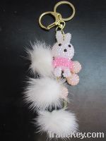 top quality and best price full diamond rabit with feather pendant