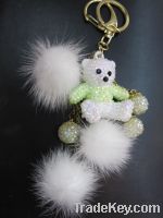 fashion bear pendant with diamond and feather