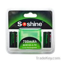 Sell Soshine Li-ion RCR123/16340 700mAh 3.7V Rechargeable Battery