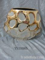 Sell Embossed stripe Cylindrical Glossy ceramic vase art modern