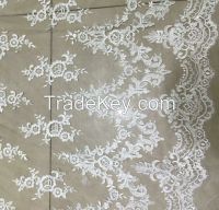 Discounted prices 100% polyester embroidered french lace fabric