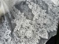 2016 Latest Corded French lace fabric Chantilly bridal dress lace fabric