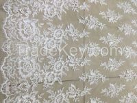 Sale Corded french embroidered tulle Chantilly lace fabric