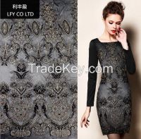 Sell Black big pattern embroiderd lady dress lace fabric