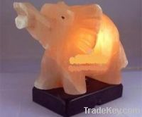 Rock Salt Elephant Lamp