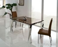 2012 New Design Modern Stainless Steel Carved Dining Table and Chair