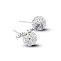 hot sell 6mm crystal ball stud, white, jet, pink stud