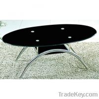 hot sell modern design black oval tempered glass coffee table xyct-070