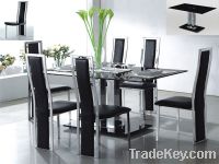 modern design black tempered glass dining table and pu chair xydt-125